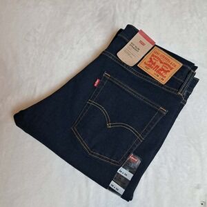Levis 513 Slim Straight Mens 36x30 Jeans Stretch Blue Denim Dark Wash Cowboy